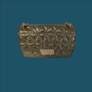 Bag Michael Kors "Sloan" Gold Crossbody Chain Quilted Patterned Women's NWT
